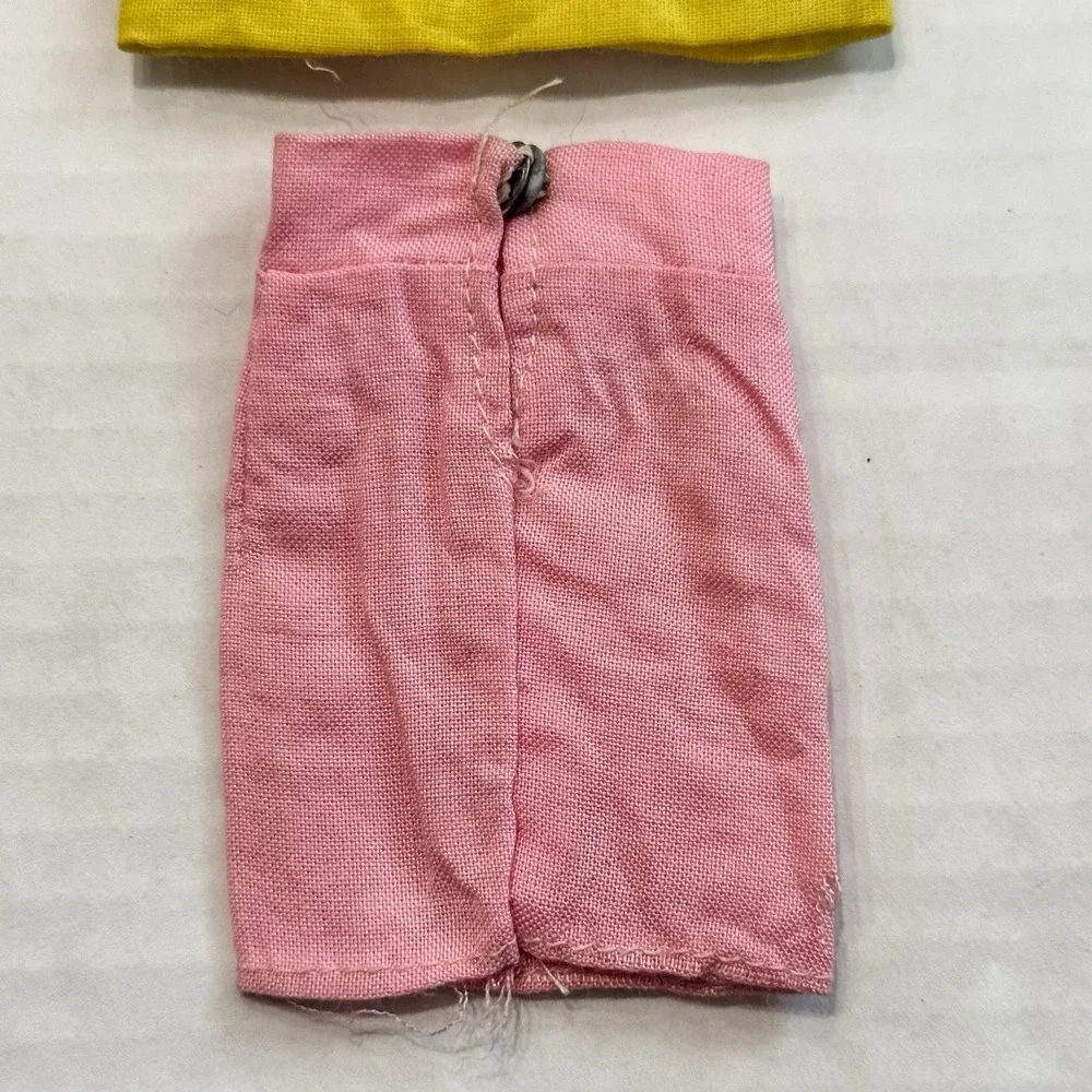 Vintage 1960's Barbie Skirt, Shirt, And Jacket Yellow And‎ Pink Outfit